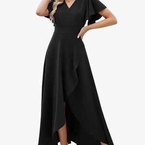 ZZV Elegant Black Women's Dress